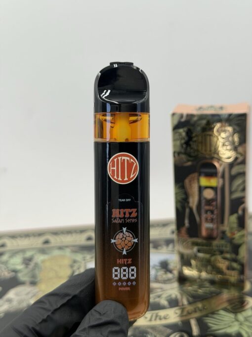 Hitz Safari Series 2G Disposable Vape Device and Hitz Safari Series Flavors Menu.