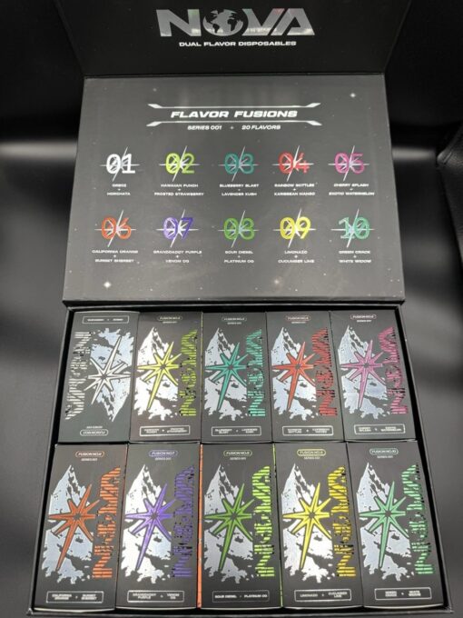 NOVA 2G dual flavor disposable with hybrid mode engaged – both mesh coils firing simultaneously for layered vapor production