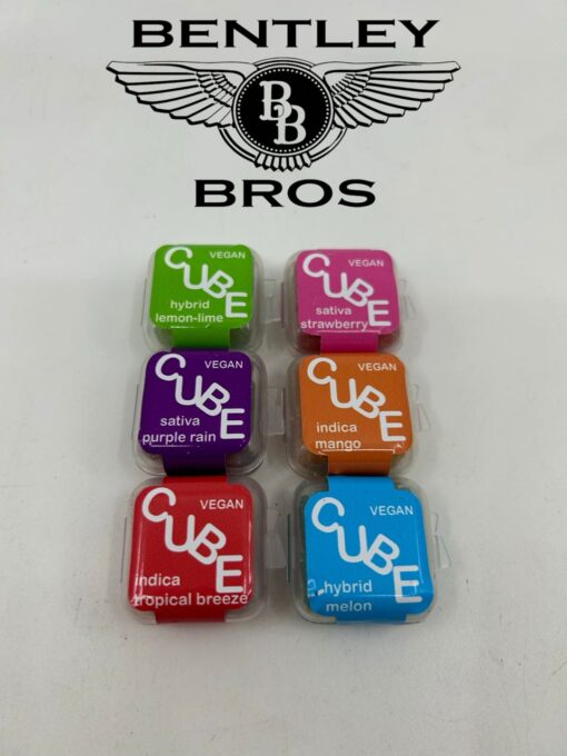 CUBE Gummies package featuring 4 fruit-flavored 250mg THC gummy cubes totalling 1000mg