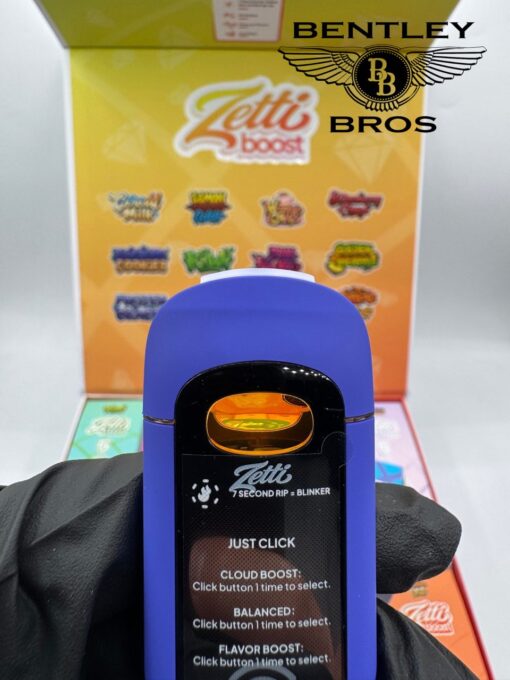 Front view of ZETTI Boost 2G Disposable Vape Pen in packaging