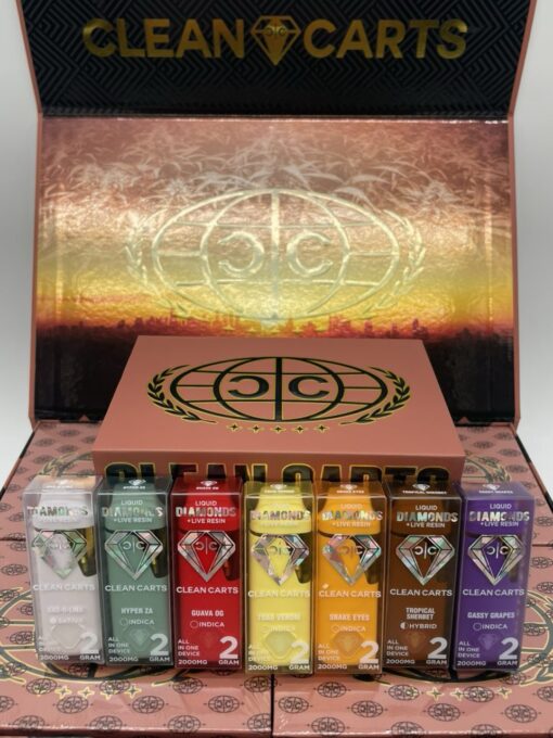 New Clean Carts 2G Disposable Travel Edition vape pen with Liquid Diamonds and Live Resin packaging